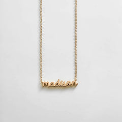 14K Gold Custom Nameplate Necklace - Mini Script