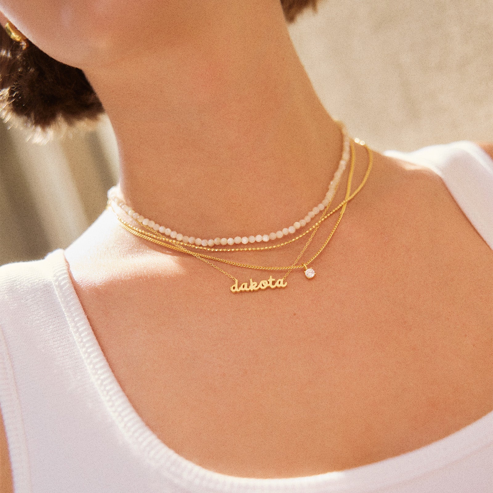 14K Gold Custom Nameplate Necklace - Mini Script