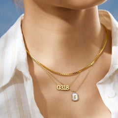 14K Gold Block Font Custom Number Necklace - Block Font Numbers