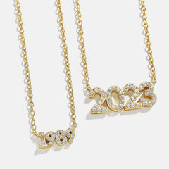 14K Gold Block Font Custom Number Necklace - Block Font Numbers