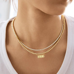 14K Gold Varsity Font Custom Number Necklace - Varsity Font Numbers