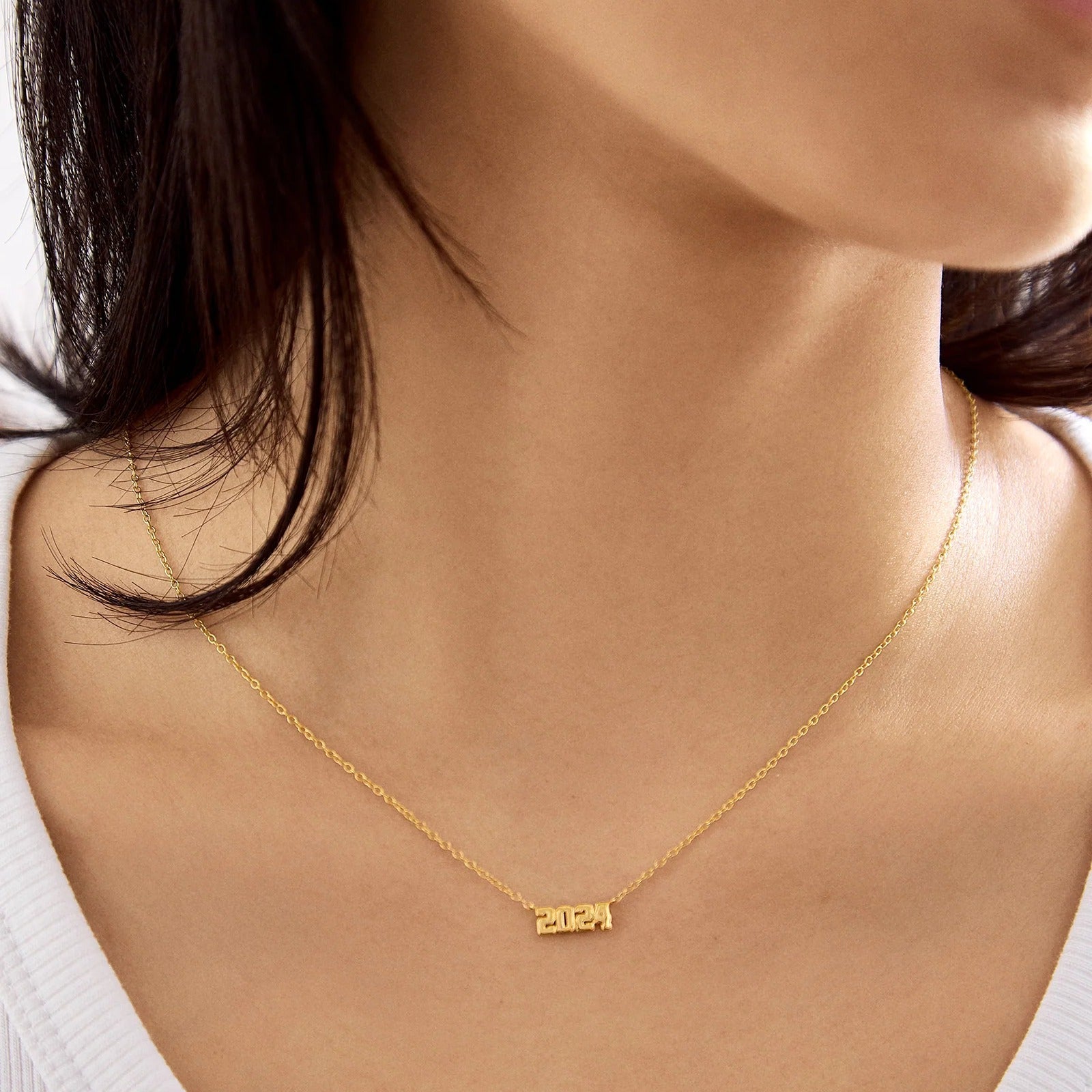 14K Gold Varsity Font Custom Number Necklace - Varsity Font Numbers