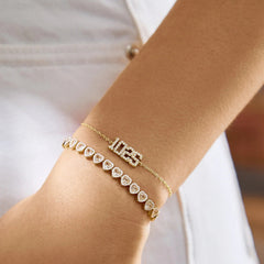 14K Gold Varsity Font Custom Number Bracelet - Varsity Font Numbers