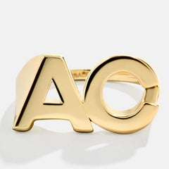 14K Gold Double Custom Initial Block Ring - 14K Gold