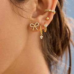 18K Gold Just For Fun Earrings - Pavé Bow