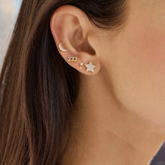 14K Gold Celestial Delicate Stud - Pavé Star