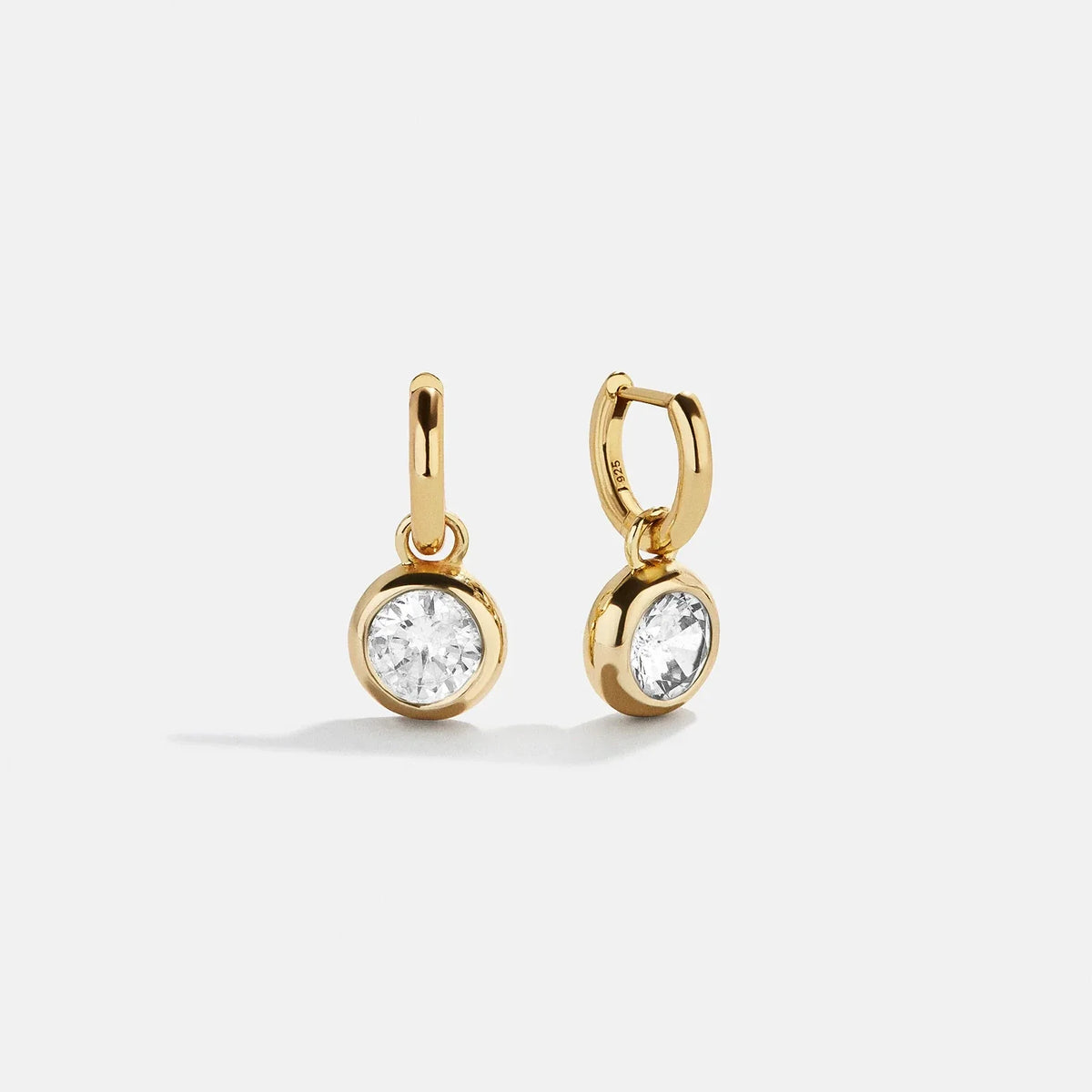 14K Gold Birthstone Drop Earrings - Crystal