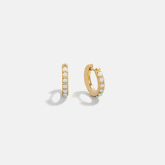 14K Gold Semi-Precious Huggie Earrings - Opal