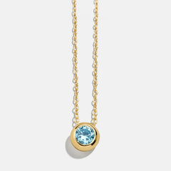 14K Gold Birthstone Pendant Necklace - Aquamarine