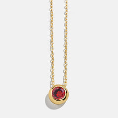 14K Gold Birthstone Pendant Necklace - Garnet
