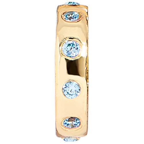 14K Gold Birthstone Charm Beads - Aquamarine