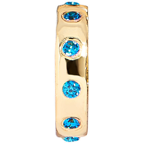 14K Gold Birthstone Charm Beads - Blue Zircon