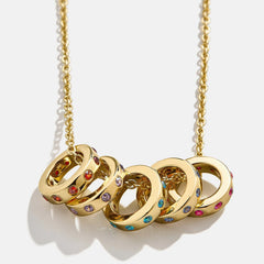 14K Gold Birthstone Charm Necklace - Gold