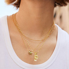 14K Gold Birthstone Charm Necklace - Gold