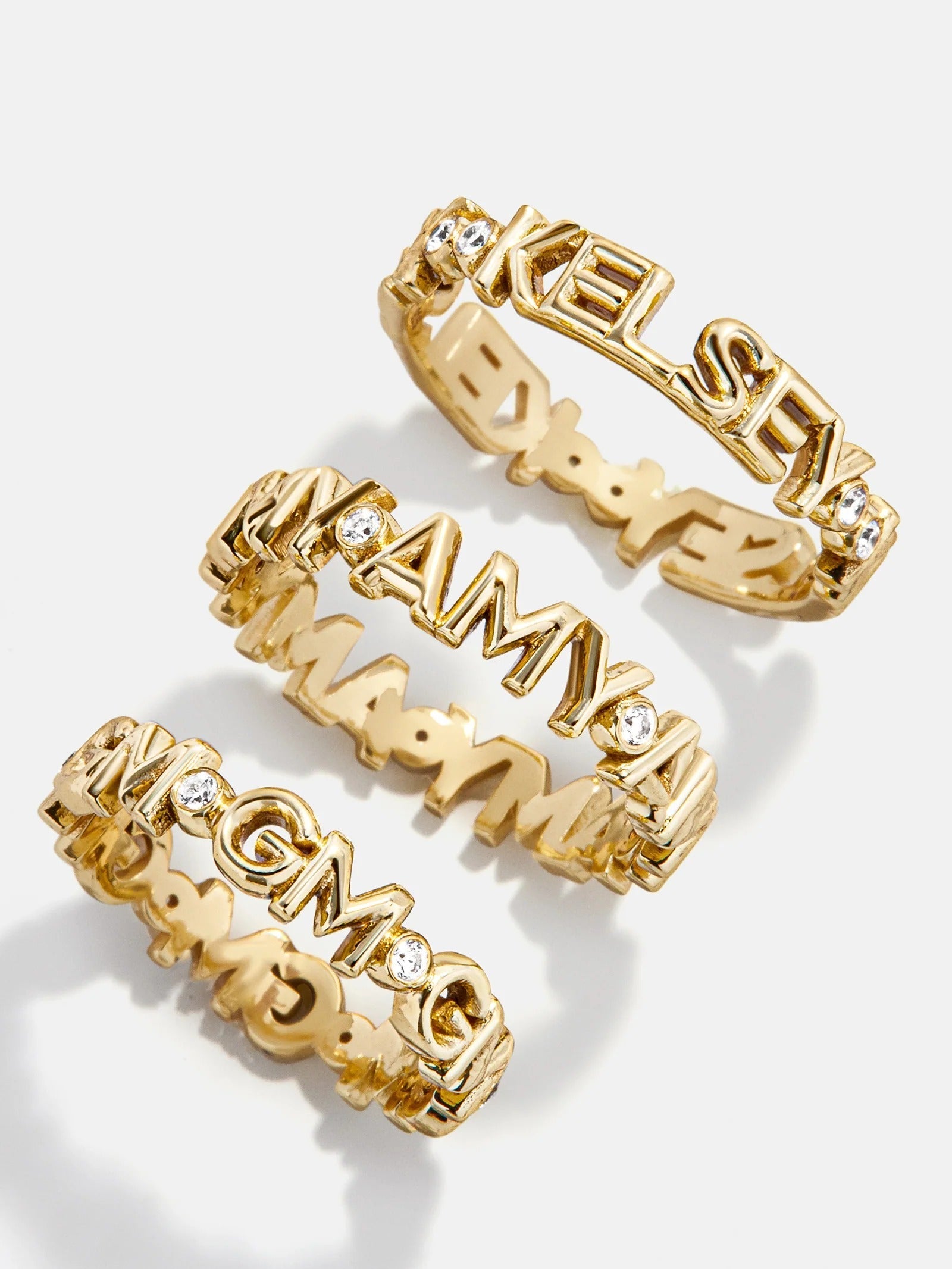 14K Gold Custom Nameplate Ring - 14K Gold. Pavé Cubic Zirconia Stones