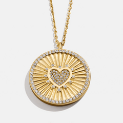 18K Gold Heart Reversible Pendant Necklace - Heart
