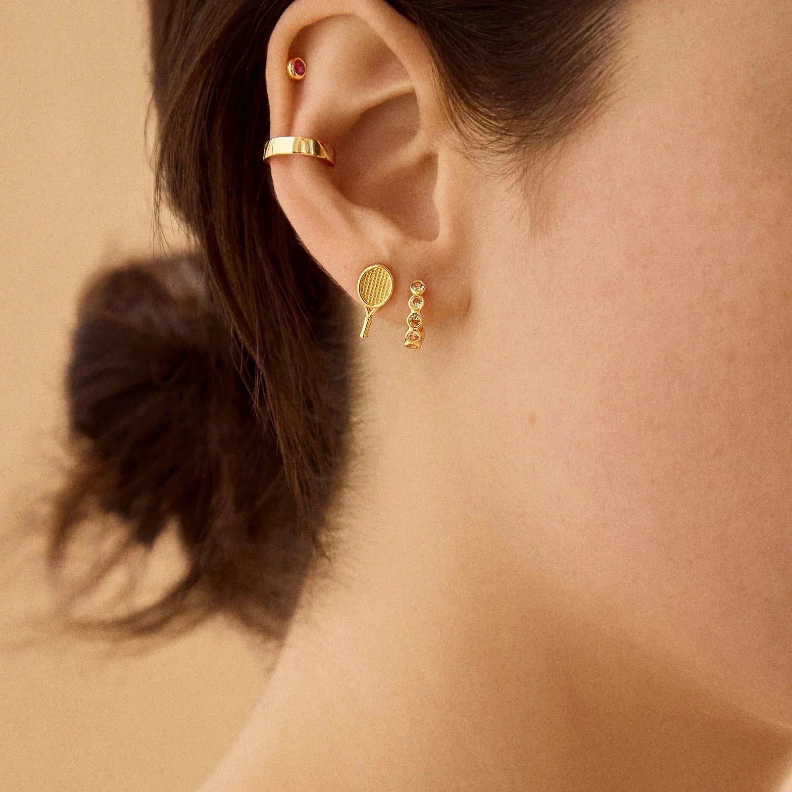 18K Gold Sports Delicate Stud - Tennis