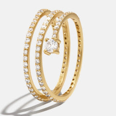 18K Gold Celine Ring - Gold/Pavé