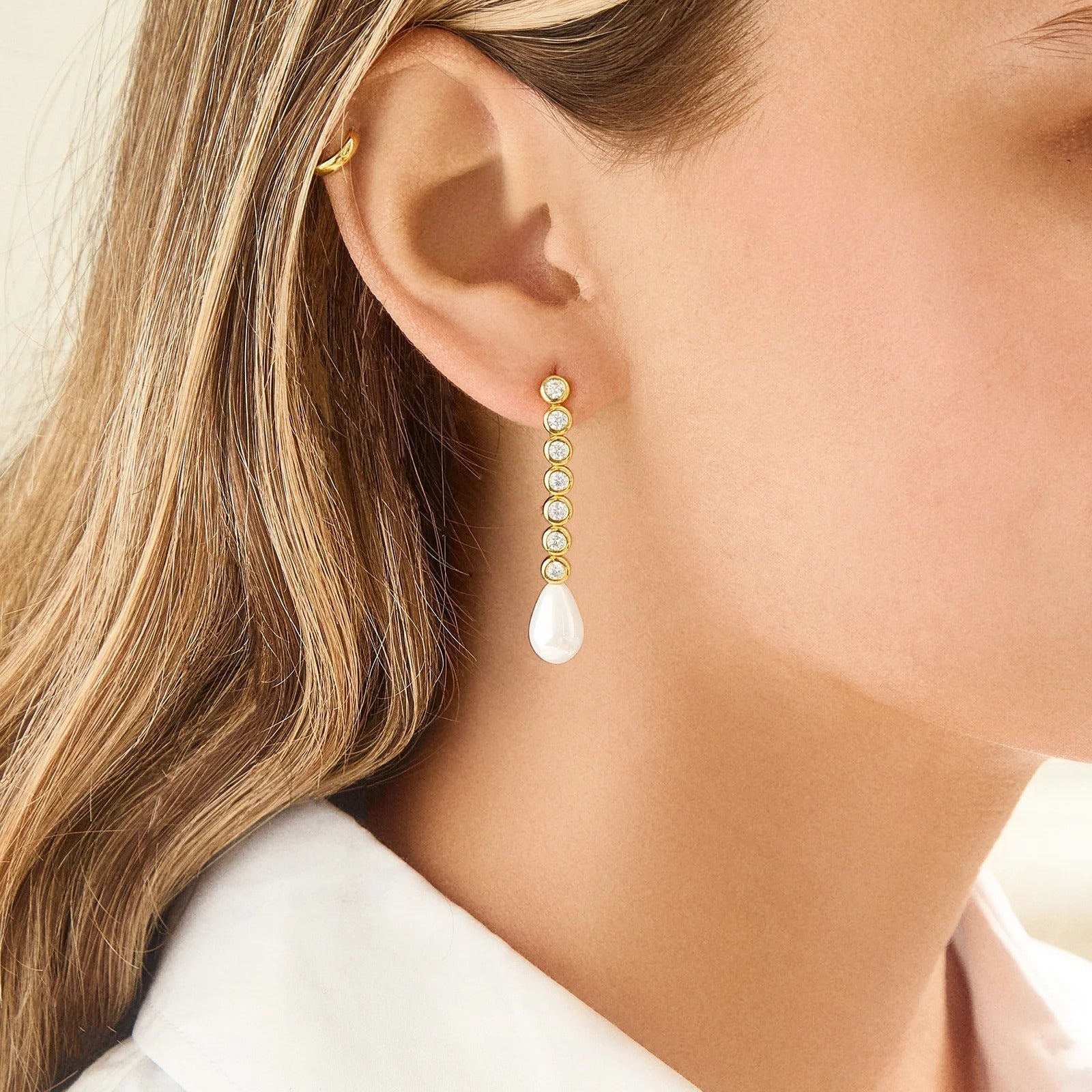 18K Gold Mabel Earrings - Gold/Pavé