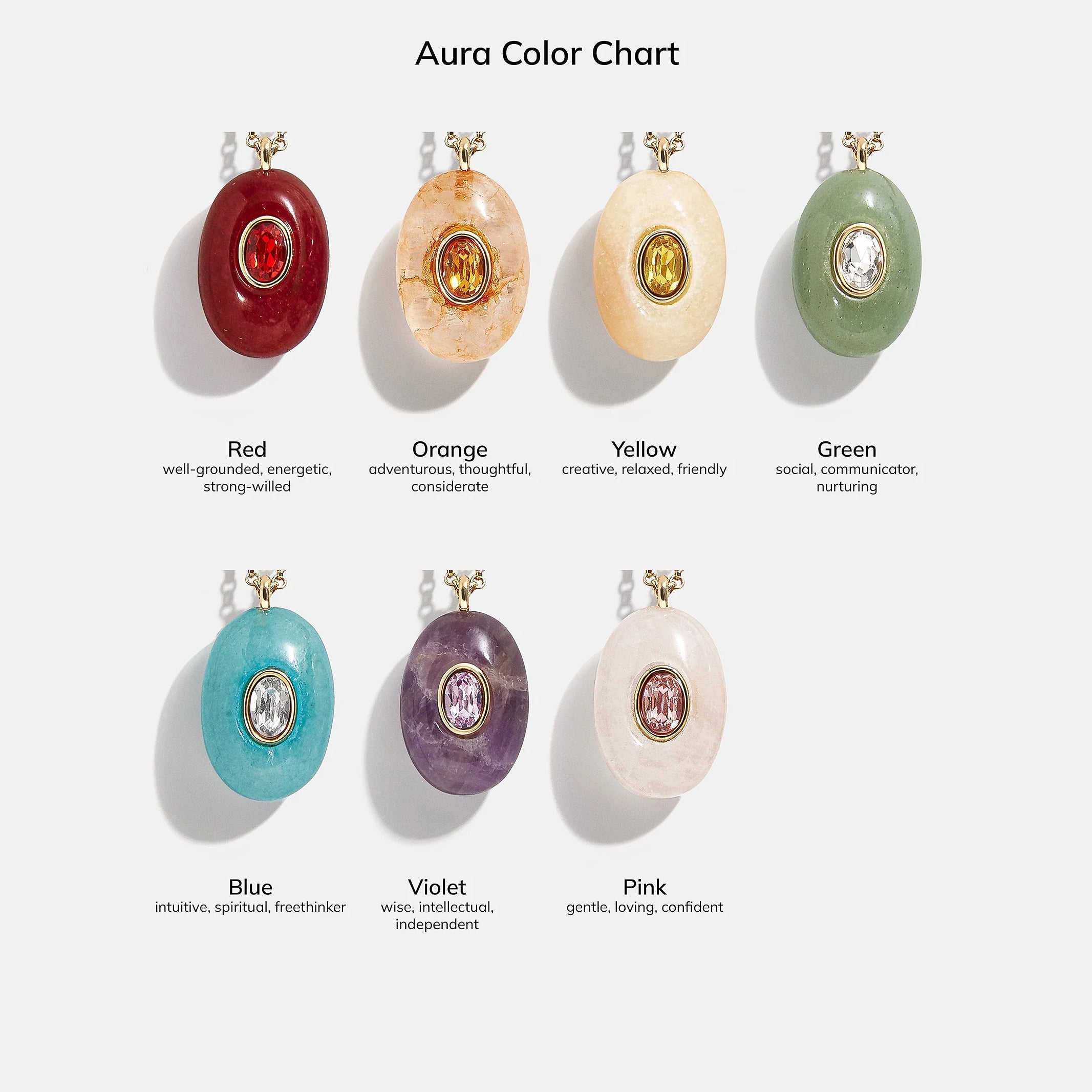 Aura Semi-Precious Pendant Necklace - Red Jasper