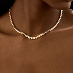 18K Gold Geraldine Tennis Necklace - Gold/Pavé