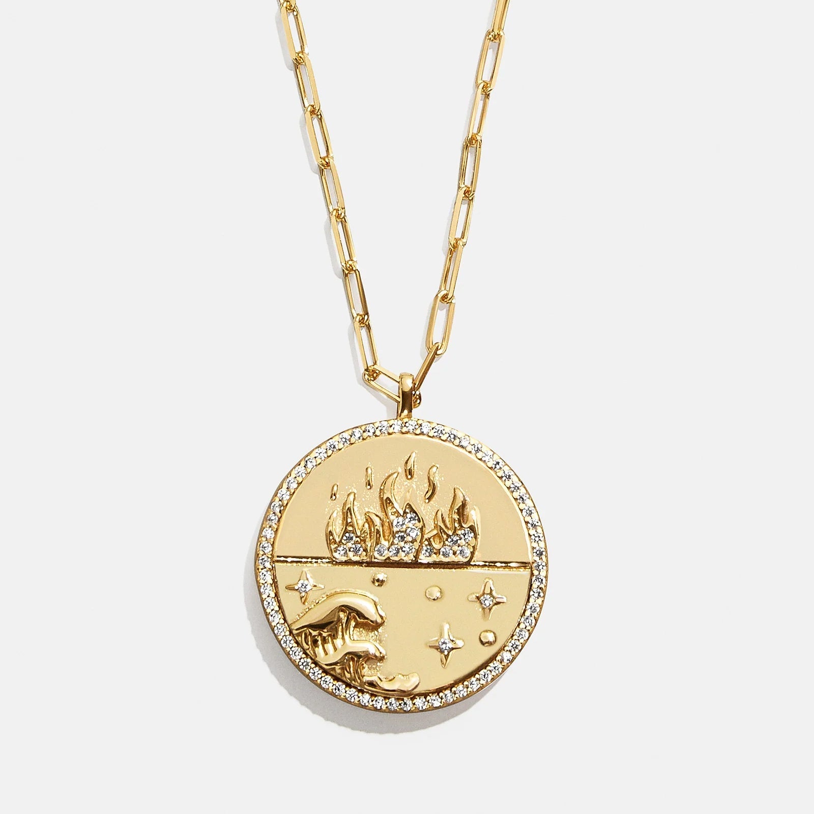 18K Gold Fire Reversible Pendant Necklace - Navy