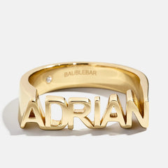 14K Gold Fineline Custom Nameplate Ring - Gold