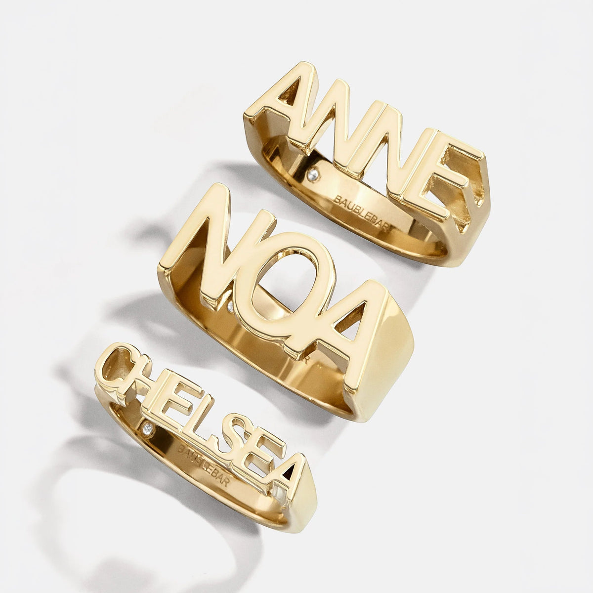 14K Gold Fineline Custom Nameplate Ring - Gold