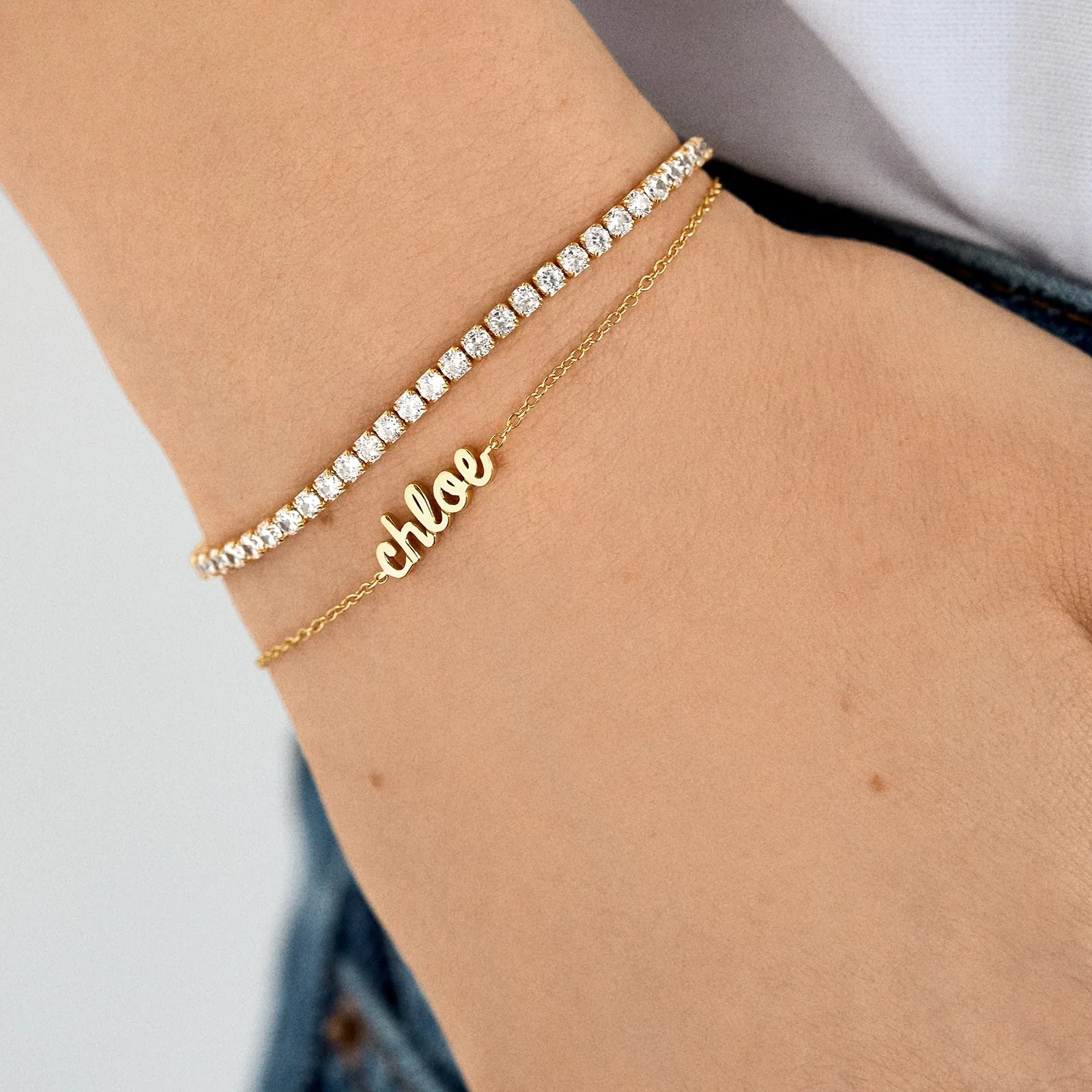 14K Gold Custom Nameplate Bracelet - 14K Gold