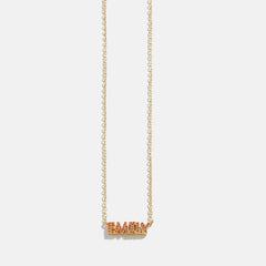 14K Gold Birthstone Custom Nameplate Necklace - Garnet