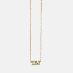 14K Gold Birthstone Custom Nameplate Necklace - Aquamarine
