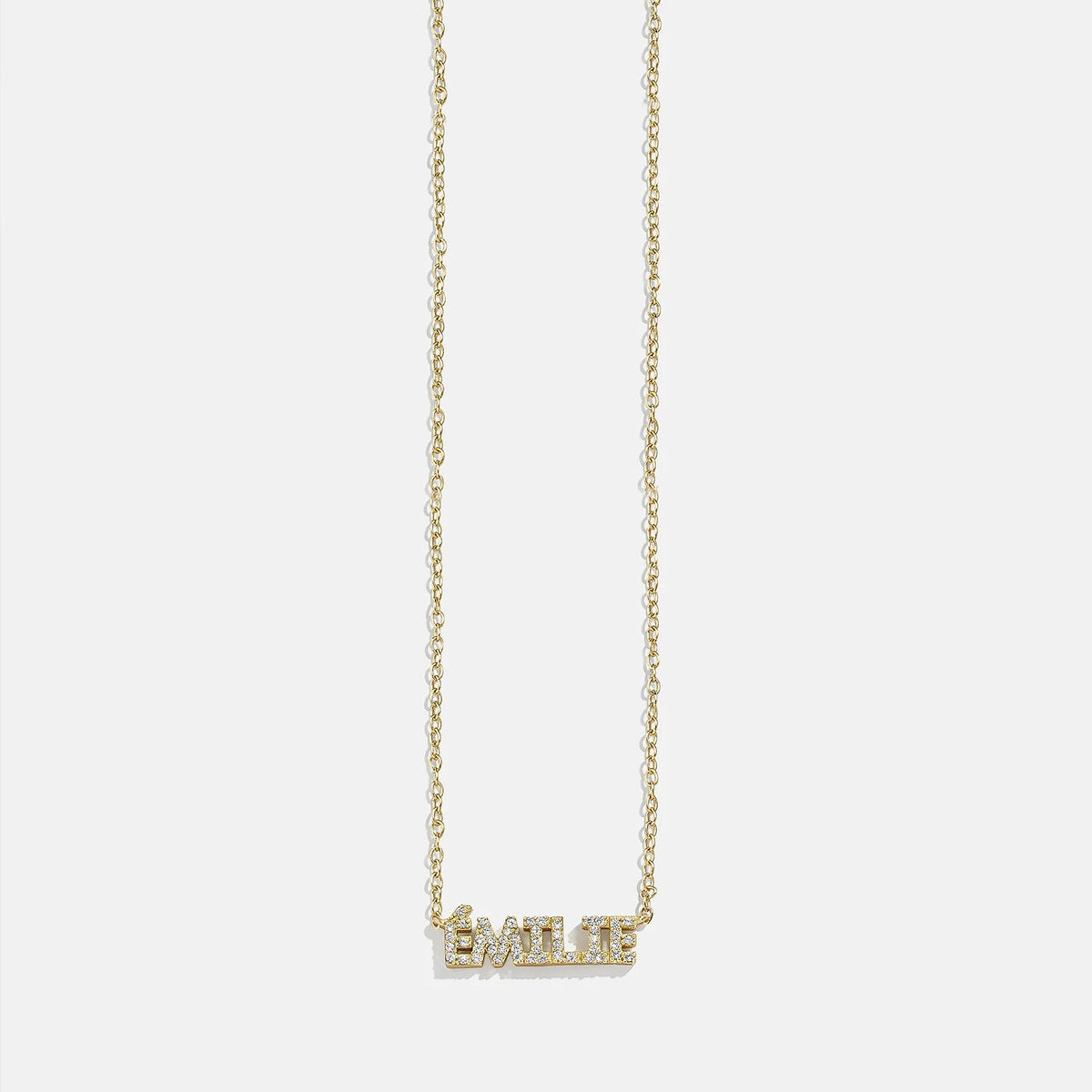14K Gold Birthstone Custom Nameplate Necklace - Crystal