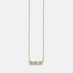 14K Gold Birthstone Custom Nameplate Necklace - Crystal