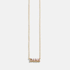 14K Gold Birthstone Custom Nameplate Necklace - Light Amethyst