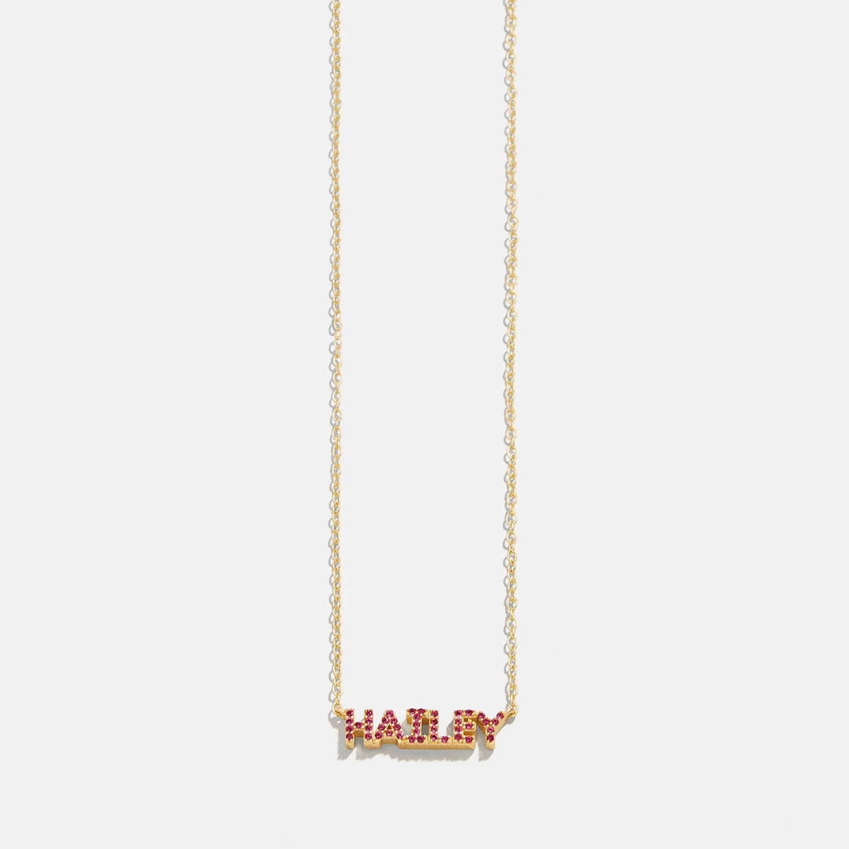 14K Gold Birthstone Custom Nameplate Necklace - Ruby