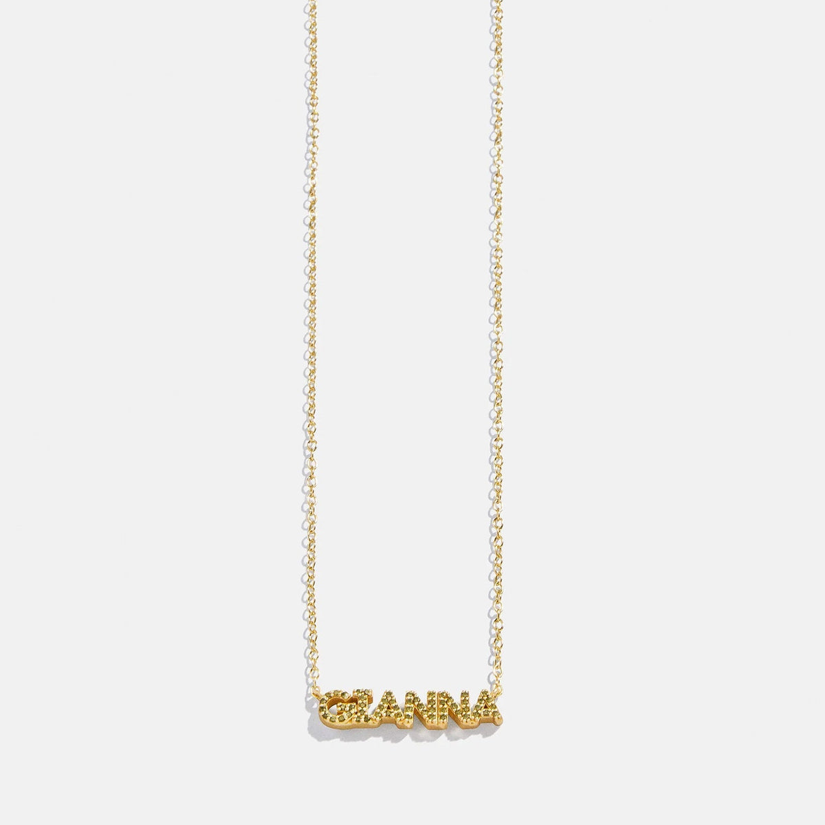 14K Gold Birthstone Custom Nameplate Necklace - Peridot
