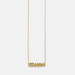 14K Gold Birthstone Custom Nameplate Necklace - Peridot