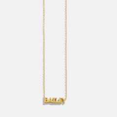 14K Gold Birthstone Custom Nameplate Necklace - Topaz