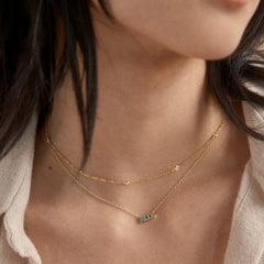 14K Gold Birthstone Custom Nameplate Necklace - Blue Zircon