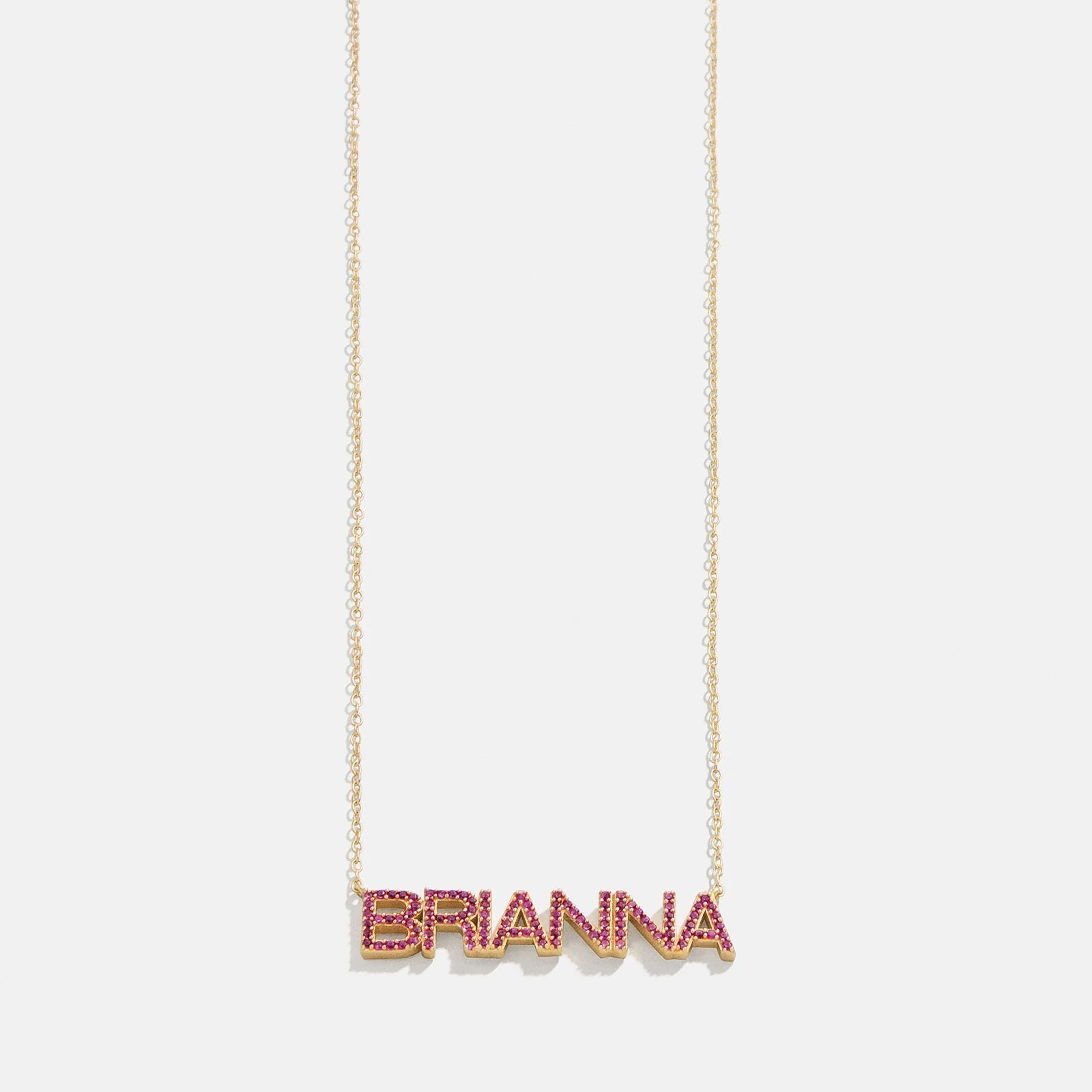 14K Gold Birthstone Custom Nameplate Necklace - Ruby