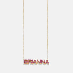 14K Gold Birthstone Custom Nameplate Necklace - Ruby