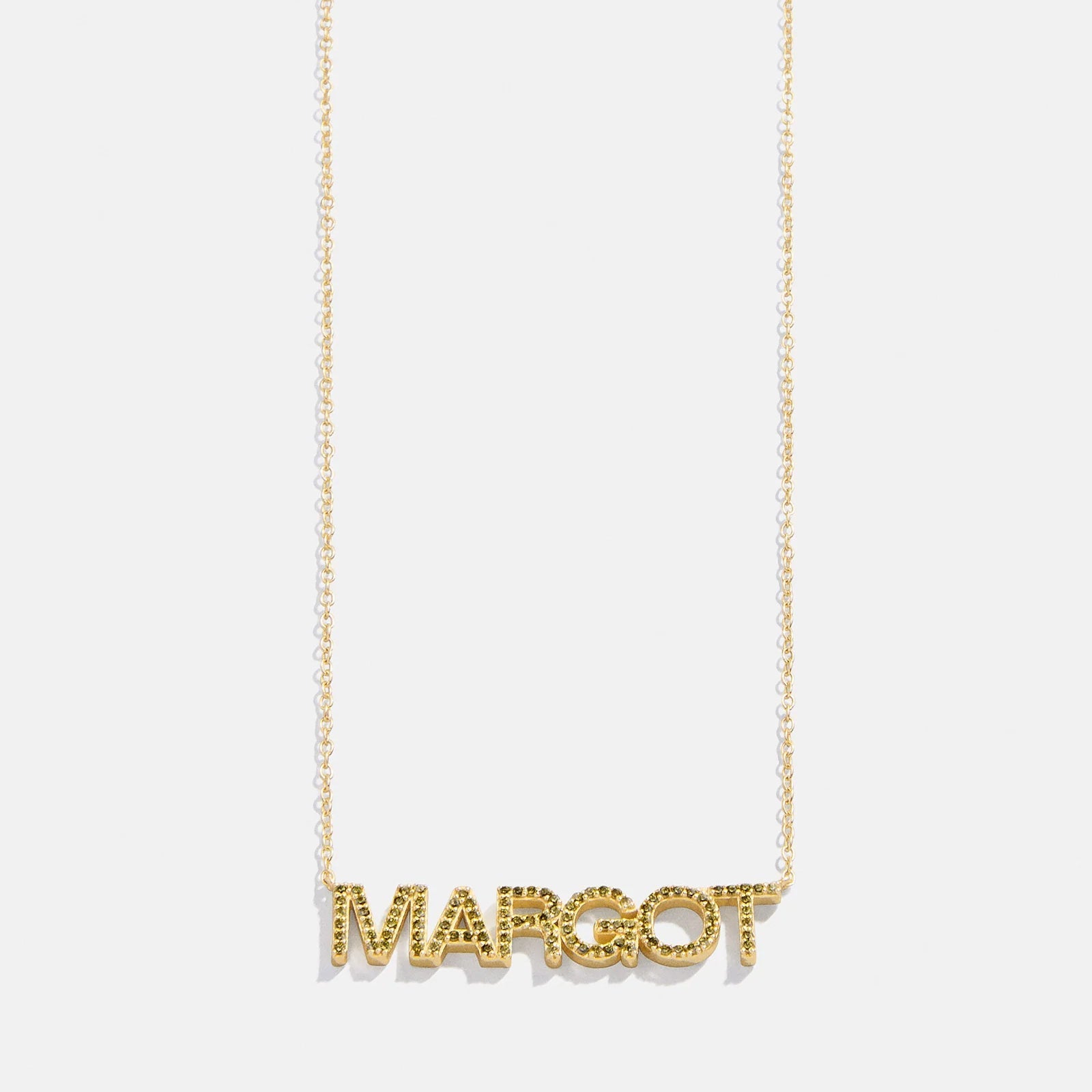 14K Gold Birthstone Custom Nameplate Necklace - Peridot