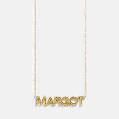 14K Gold Birthstone Custom Nameplate Necklace - Peridot