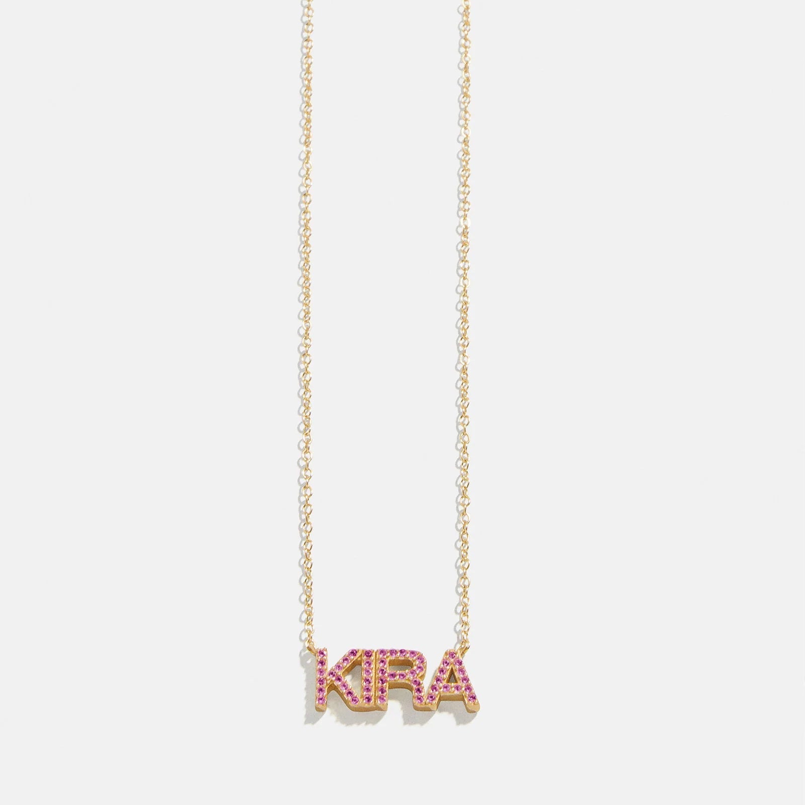 14K Gold Birthstone Custom Nameplate Necklace - Rose