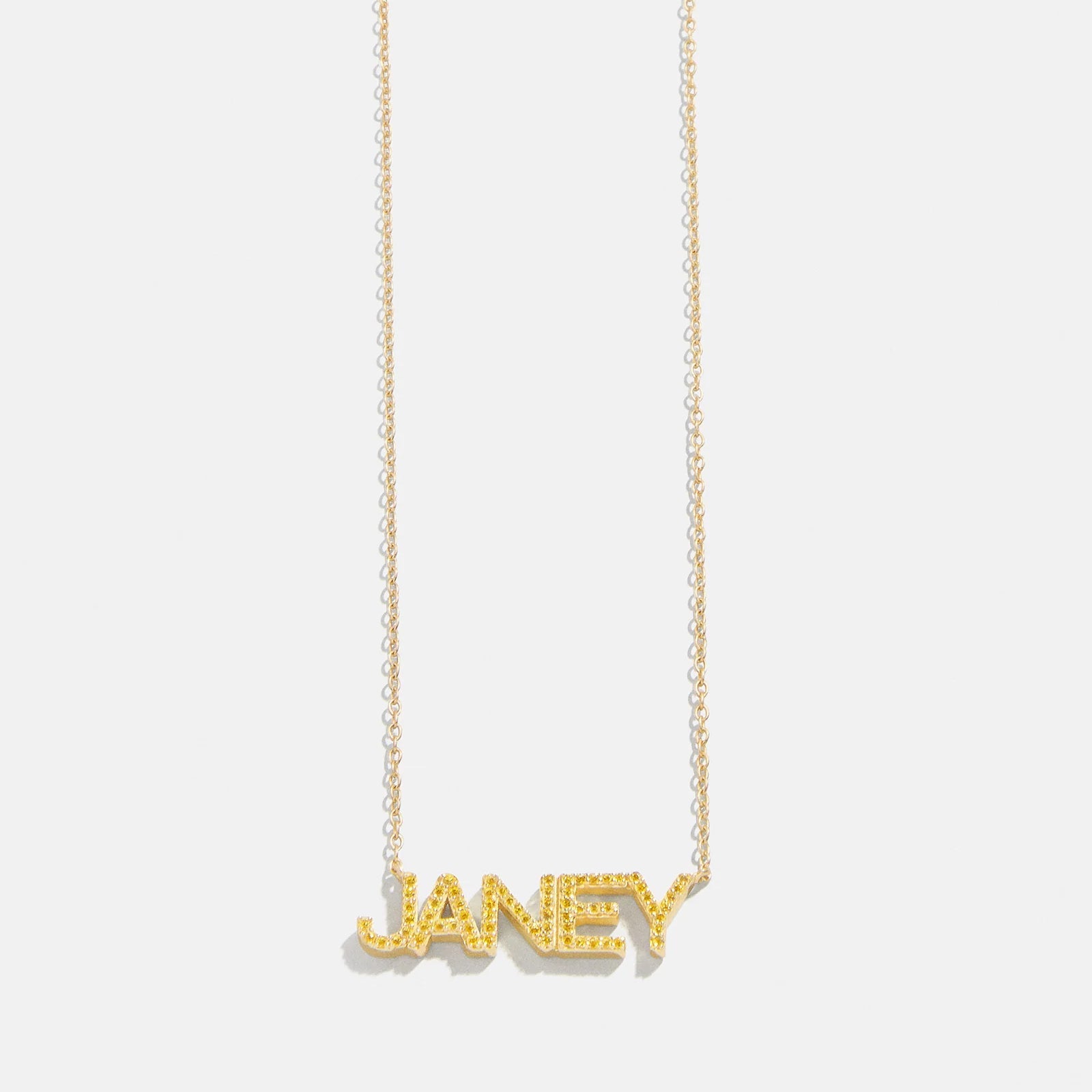 14K Gold Birthstone Custom Nameplate Necklace - Topaz