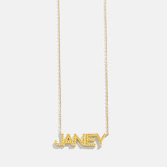 14K Gold Birthstone Custom Nameplate Necklace - Topaz