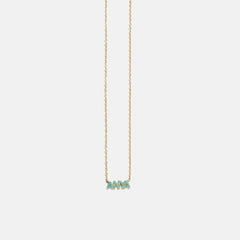 14K Gold Semi-Precious Custom Nameplate Necklace - Turquoise
