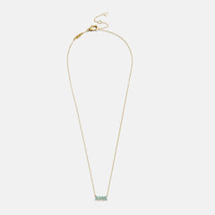 14K Gold Semi-Precious Custom Nameplate Necklace - Turquoise