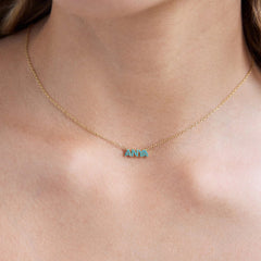 14K Gold Semi-Precious Custom Nameplate Necklace - Turquoise