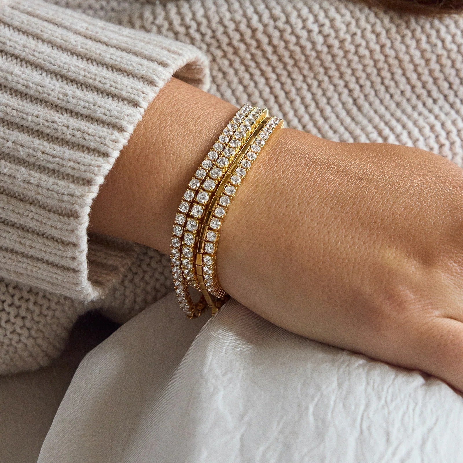 Billie 18K Gold Tennis Bracelet  - 18K Gold Plated Sterling Silver